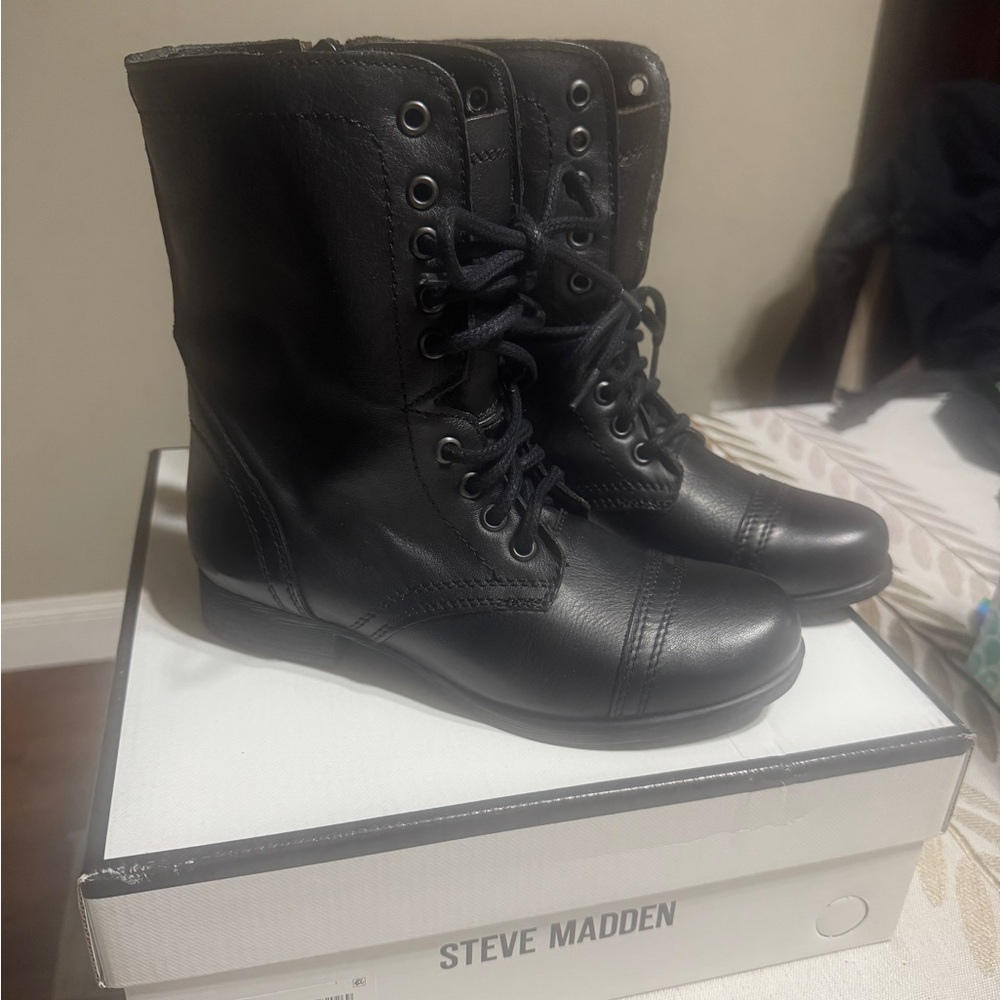 Steve Madden Black Combat Boots